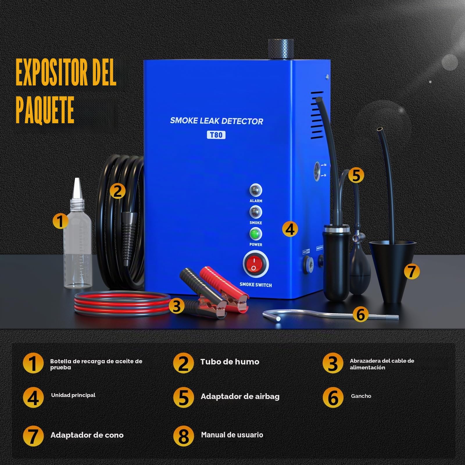 Máquina de Humo para Coche con Bomba de Aire integrada, 12 V, EVAP, 12 V, Detector de Fugas de Humo para vehículos, Motocicletas y Barcos