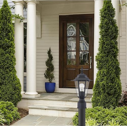 Miniatura 6 de WISBEAM Luz de poste para exteriores, linterna de poste, base E26 de 60 W máximo, carcasa de aluminio más vidrio, clasificación de ubicación húmeda