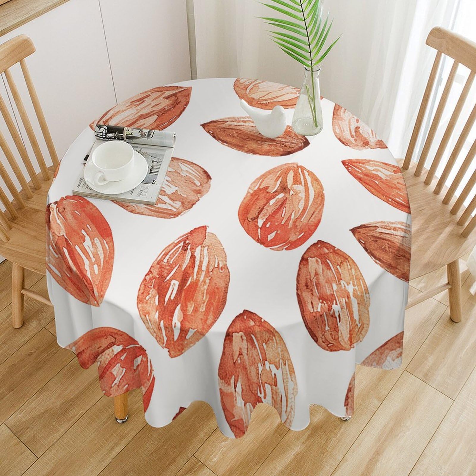 Nappe de table ronde marron amande haut de gamme imperméable pour salle à manger et banquet