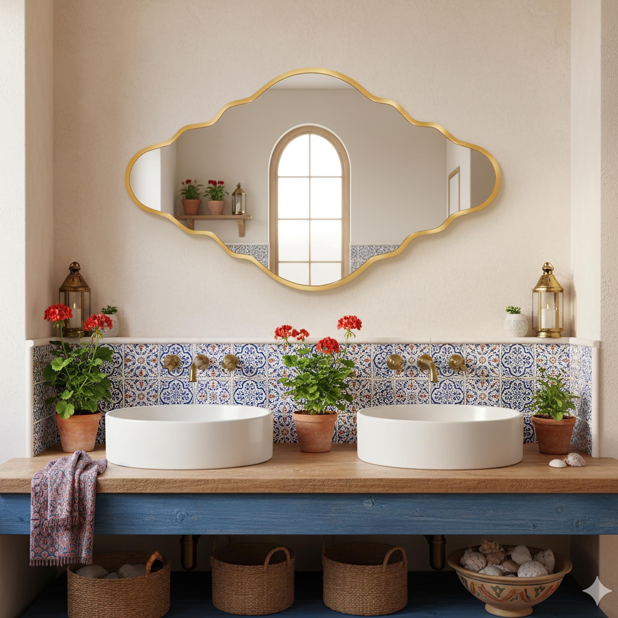 Espejo de Pared Diamante con Marco de Aluminio Cepillado & Cristal de Seguridad Templado para Baño, Entrada & Salón