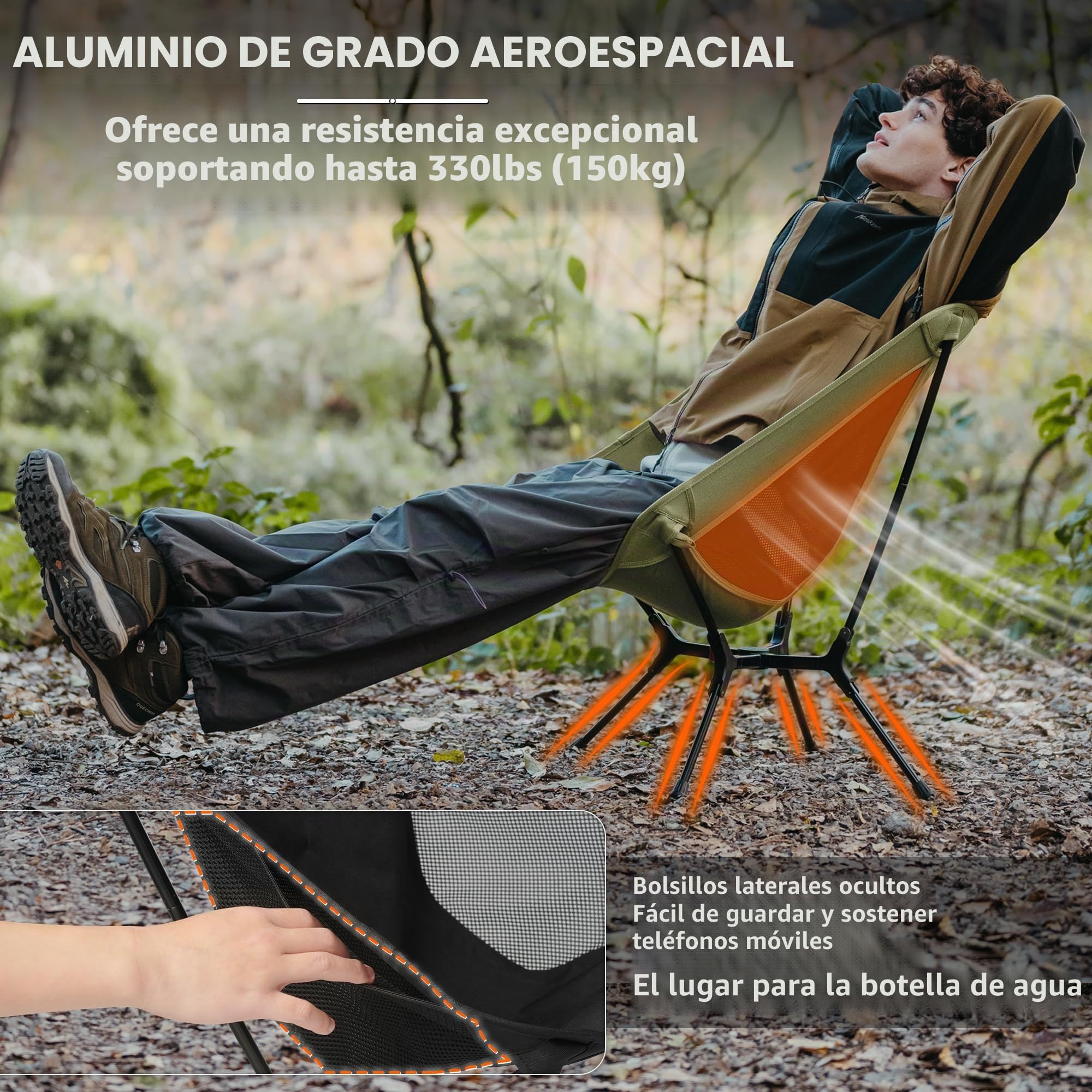 Naturehike Silla plegable de camping plegable ultracompacta, tamaño pequeño y diseño robusto para camping, picnic y actividades al aire libre senderismo
