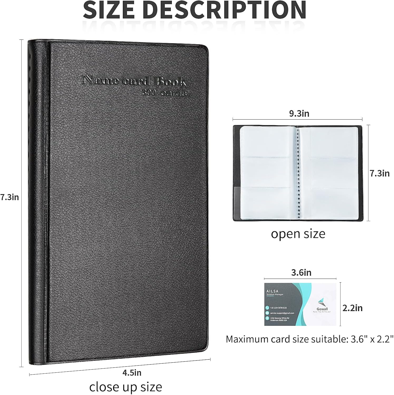 Professional Business Card Book Holder Organizer, 300 Card Capacity Card Binder PU Leather Name Card Credit Cards Booklet thumbnail