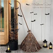 Halloween Decorations - 5.5 Ft Giant Light-Up Witches Broom | Rustic Farmhouse Decoration, Fall Decor for Home, Indoor Outdoor Decoration, For Front Door Porch