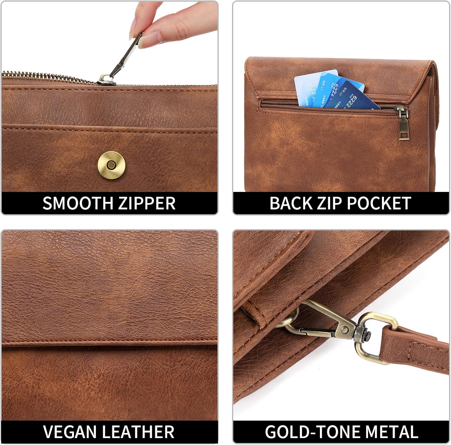 GAEKEAO Small Crossbody Bags for Women Vegan Leather Cell Phone Purse Wallet Women's Shoulder Handbags with Credit Card Slots - Image 6