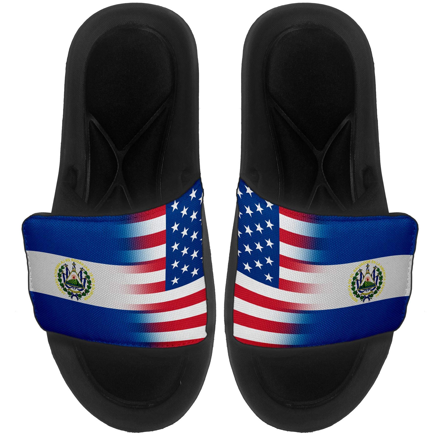 ExpressItBest Cushioned Slide-On Sandals/Slides for Men, Women and Youth - Flag of El Salvador (Salvadorian) - El Salvador Flag - X Large