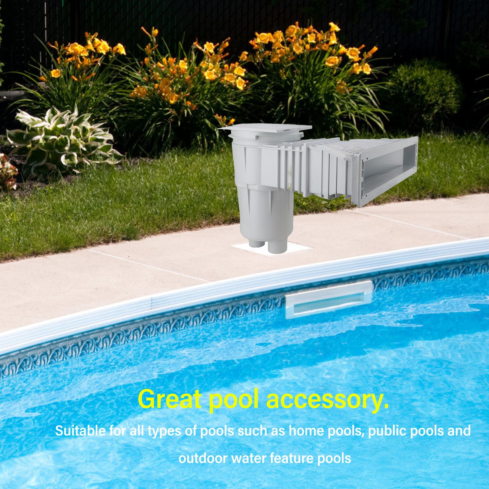 Kit de Skimmer pour Piscine Hors-Sol traversant Le Mur, Skimmer de en PVC à Large Ouverture, avec Une Ouverture de 50 cm, Nettoyeur à Skimmer Facile à Installer pour