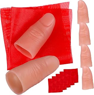 6 Sets Magician Props with Supple Finger Covers and Realistic Silk Scarves for Stage Performance Reusable Conjure Tricks Accessories for Halloween Parties and Entertainment