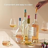 Vista 5 de Tapones para botellas de vino y bebidas Rabbit con tapa de agarre, rojo rosado (juego de 2)