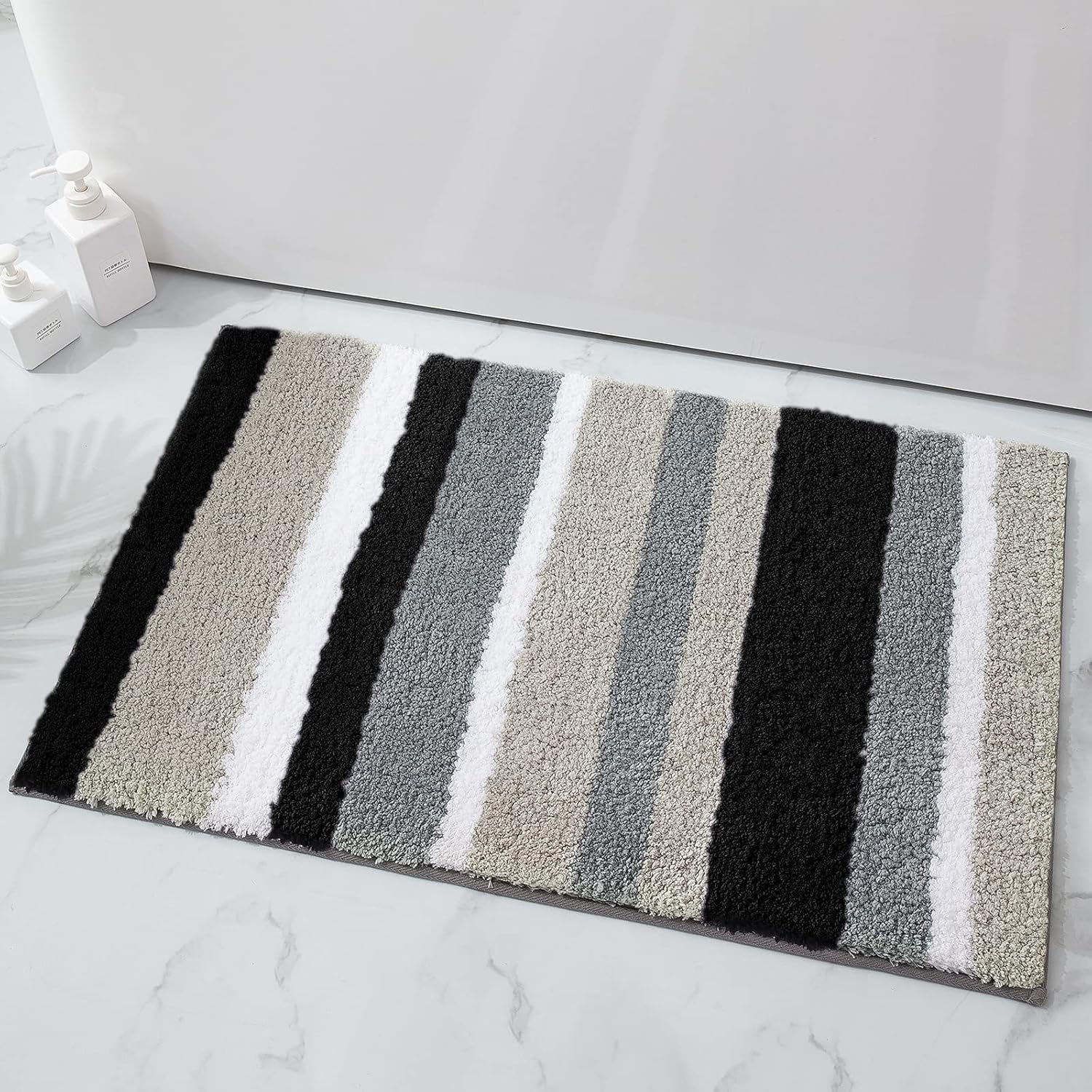 Buy Buganda Microfiber Stripe Bathroom Rugs
