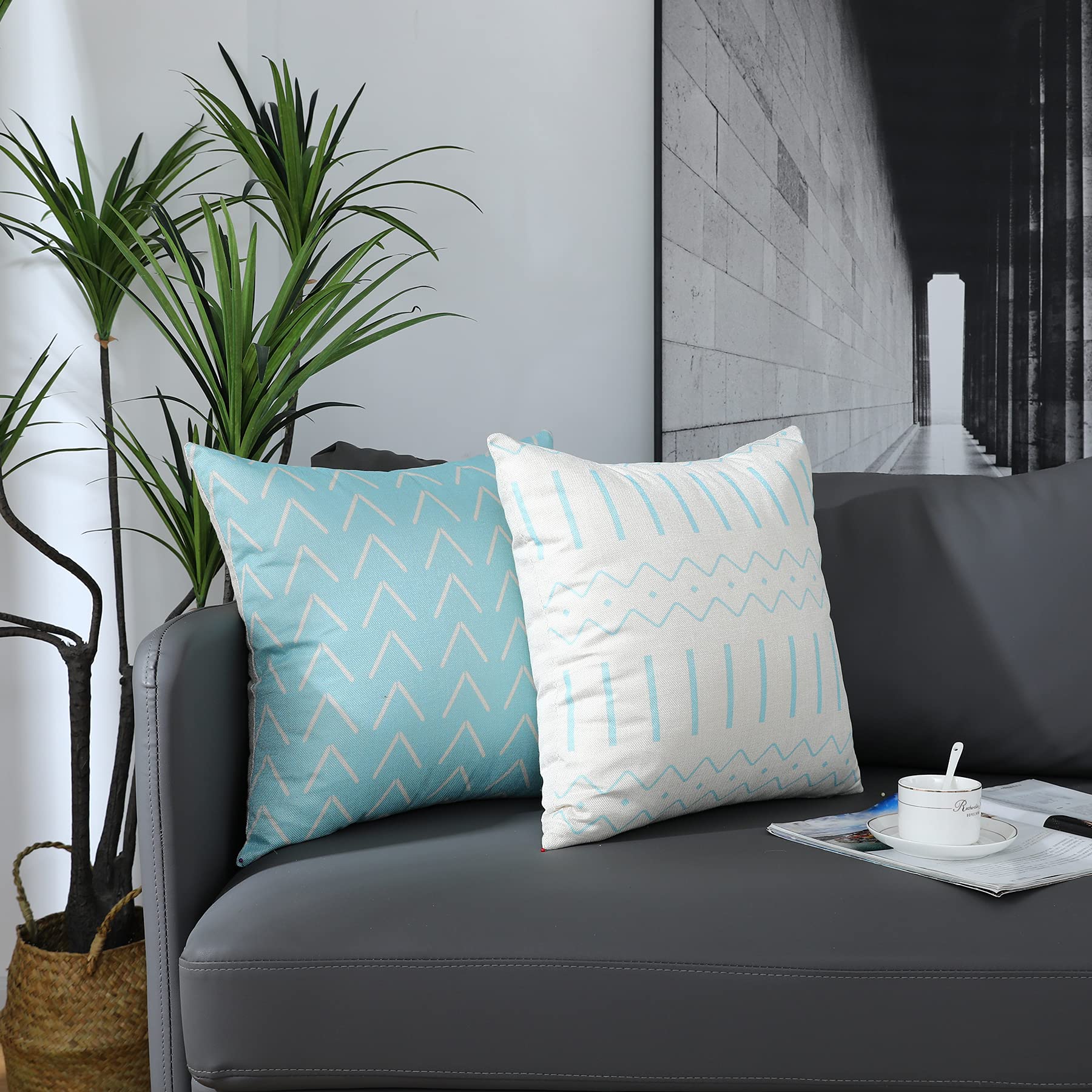 Set Di 2 Federe Per Cuscino 40x40 Cm - Design Geometrico Moderno - 3