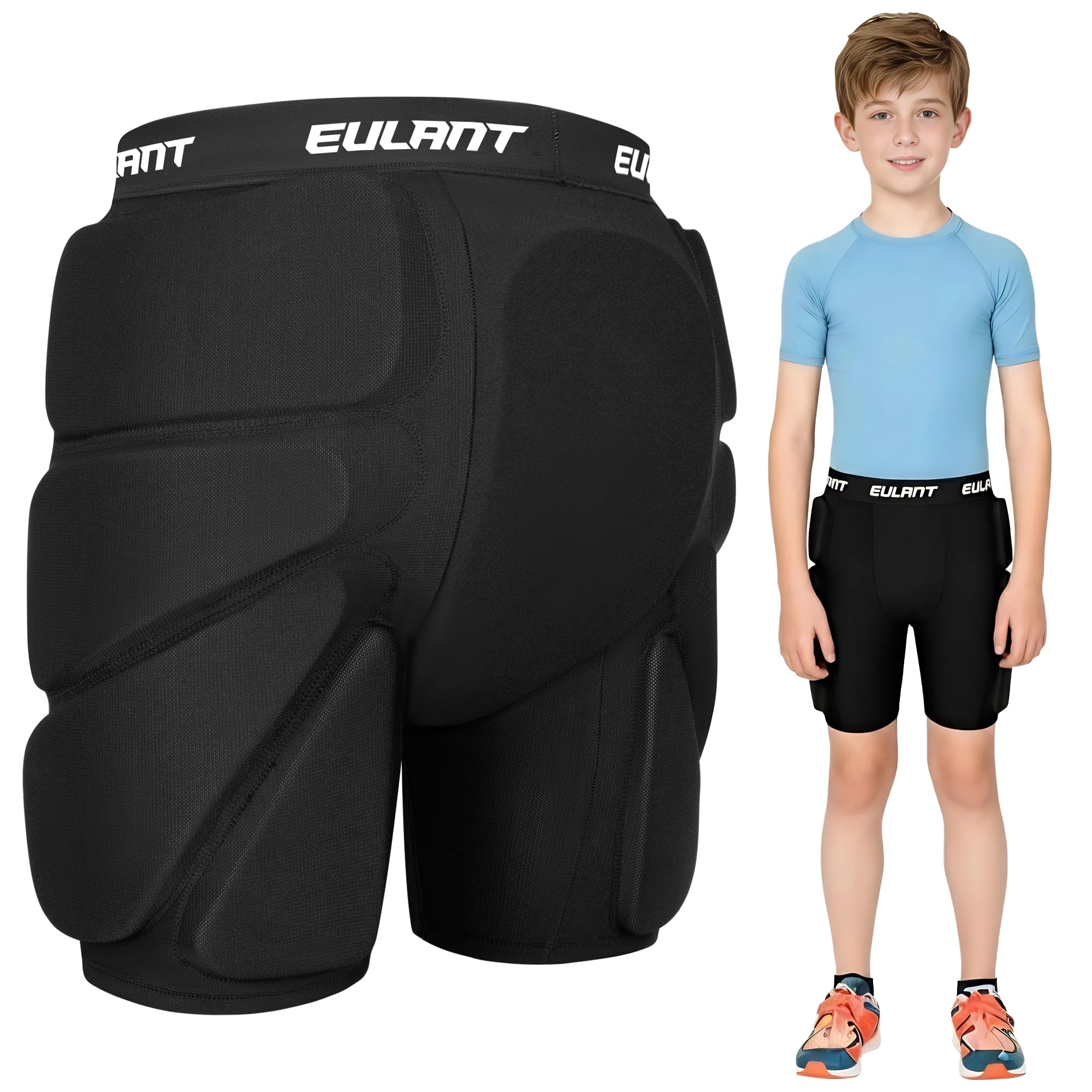 EULANT Wyściełane szorty ochronne do jazdy na snowboardzie / nartach na nartach / jazdy na rolkach / rowerzystów, ochrona bioder, ochraniacze 3D na biodra / pośladki / tailbone, S