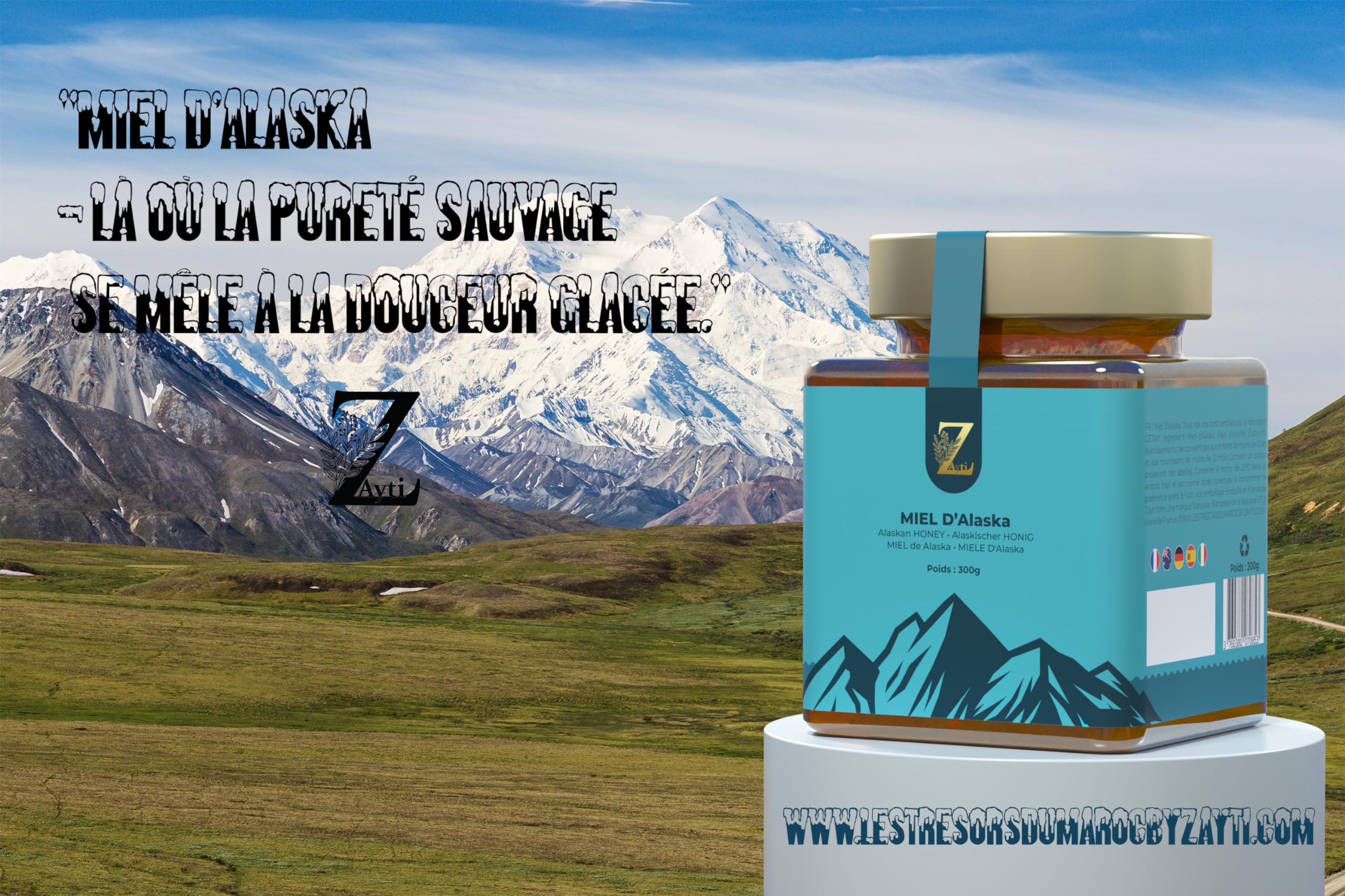 Miel d'Alaska liquide, récolté dans les prairies vierges d'épilobe subalpin, une rareté gustative venue d'Alaska 300g