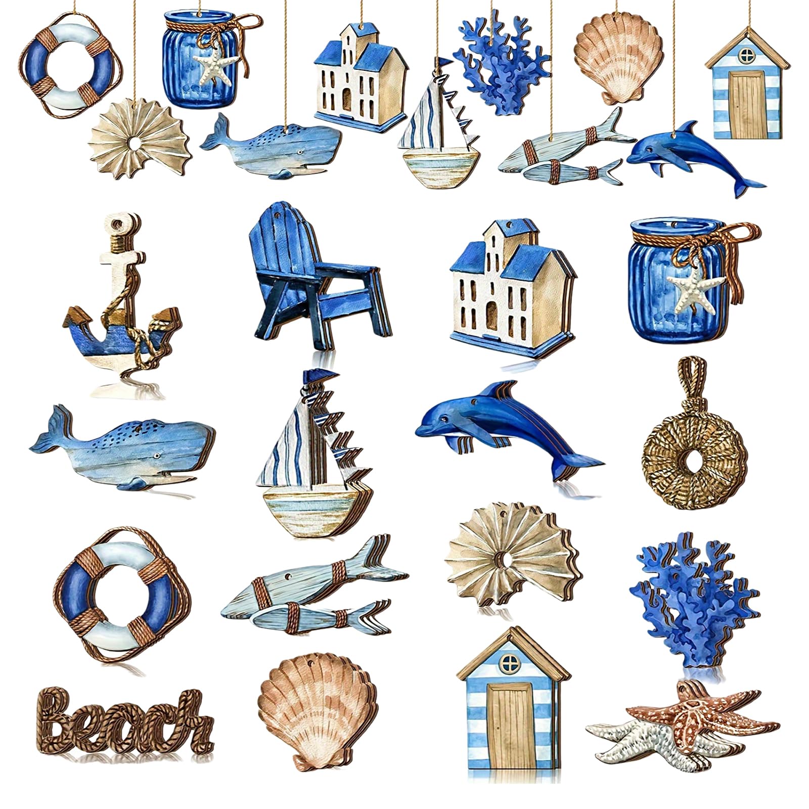 Kit Decorazione Nautica - 13 Pezzi Con Ancora, Barca, Stella Marina In Resina - Foto 10