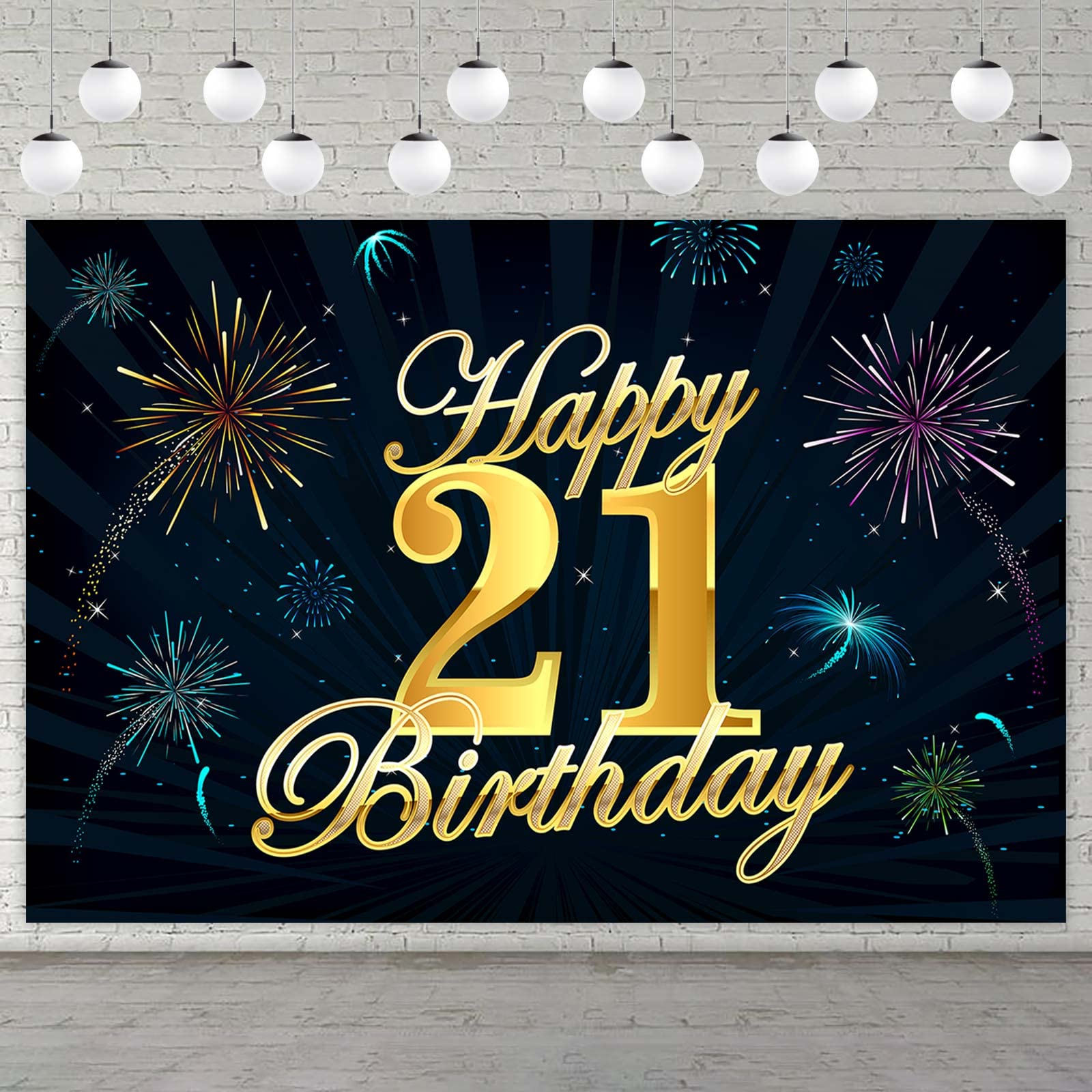 Amazon.com: Happy 21st Birthday Banner Backdrop Background