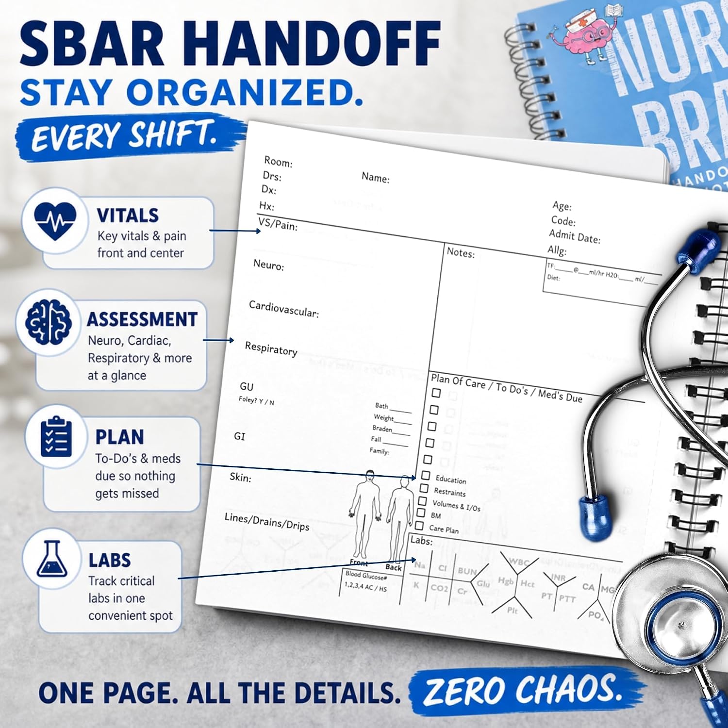 Nurse Essentials Report Notebook, Palm Size, 5-Pack for 500 Patients