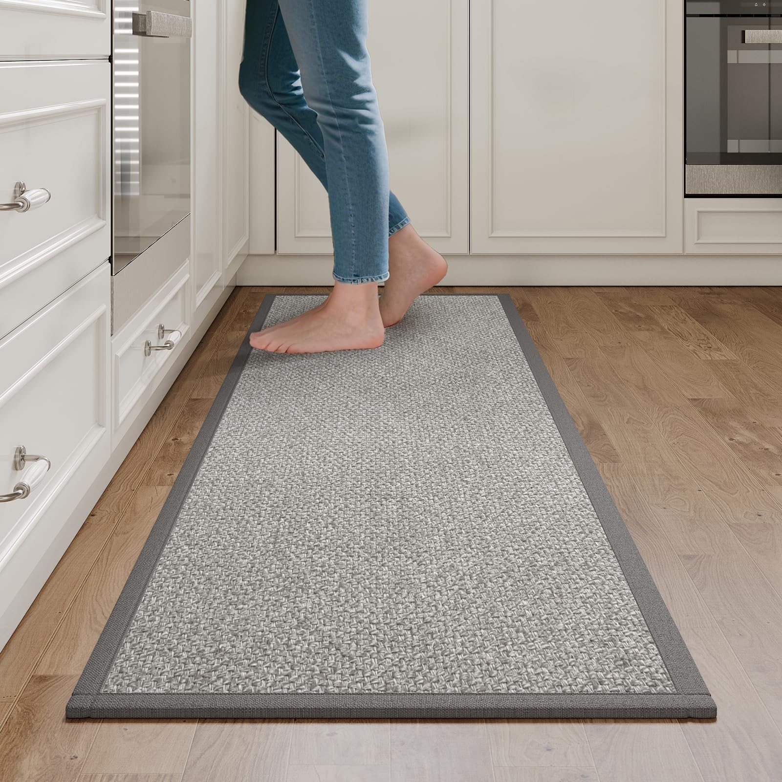YDKGL Kitchen Rugs Non Slip Washable, Super Absorbent Kitchen Mats for Floor, Rubber Backing Jute-Like Braid Kitchen Sink Mat Runner Rug Standing Mat,