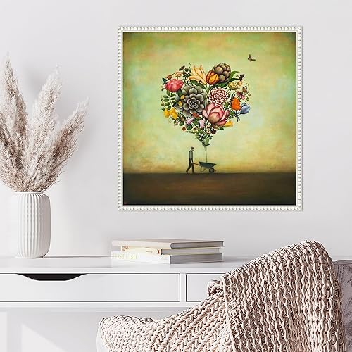 Miniatura 5 de Amanti Art Lienzo enmarcado para pared, 22 x 22 pulgadas, diseño de botánica de corazón grande, por Duy Huynh, arte de lienzo enmarcado para
