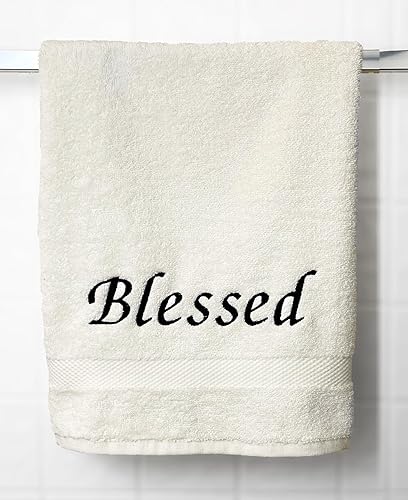 Miniatura 8 de Liberty21 Blessed. Regalos de fe cristiana para mujeres y hombres. Toalla de mano bordada inspiradora Blessed. (gris)