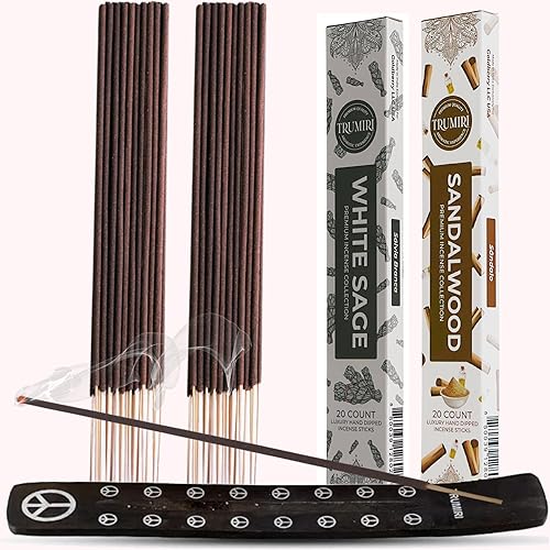 Miniatura 7 de Trumiri Varillas de incienso  Paquete combinado de 40 varillas de incienso  20 salvia blanca + 20 sándalo  Insenses  Insents  Incents  Incienso