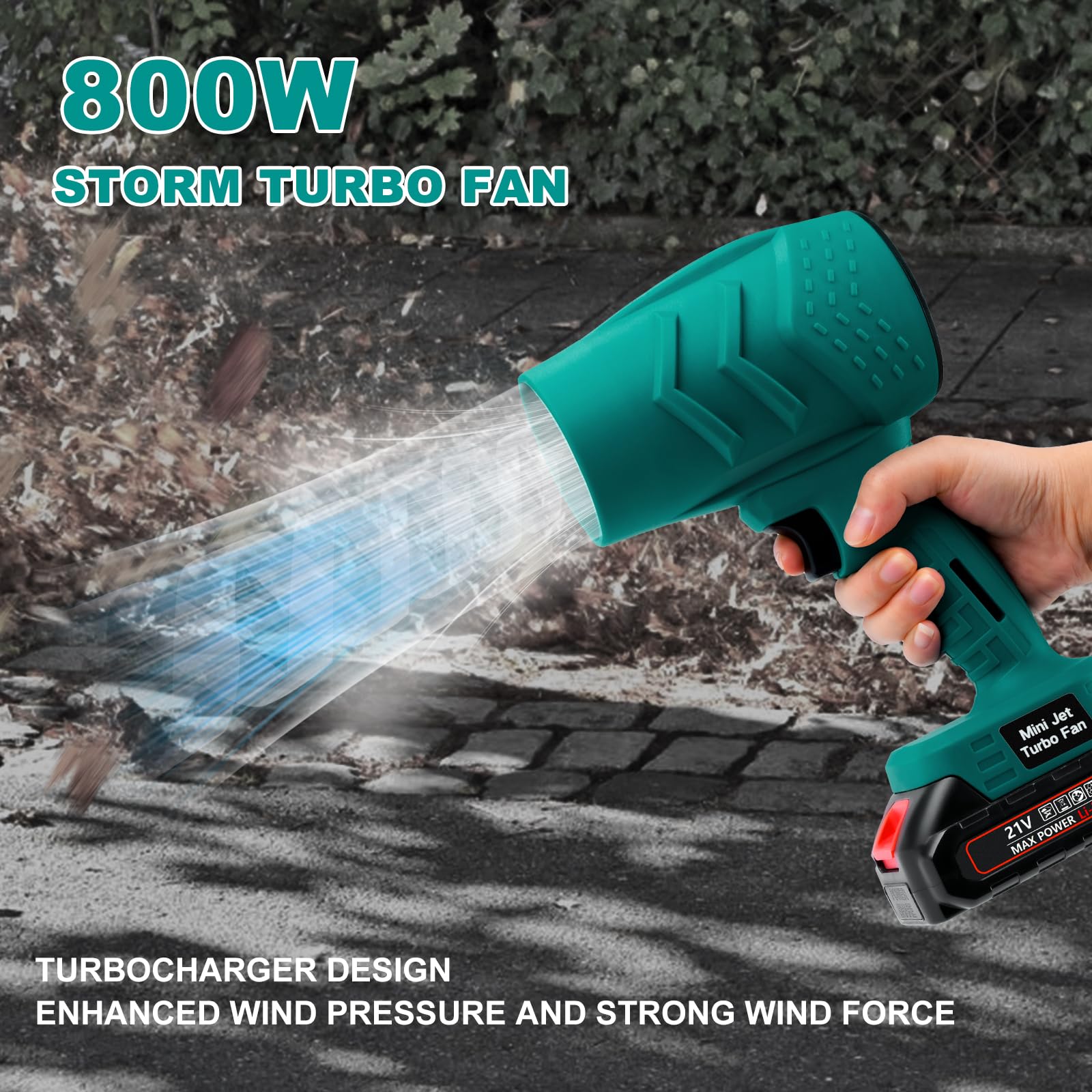 Ventilador turbo súper fuerte de 35000 rpm, ventilador turbo de mano para pistola de aire violenta, ventilador de chorro de 21 V, soplador de aire inalámbrico universal, para coche, jardín, limpieza