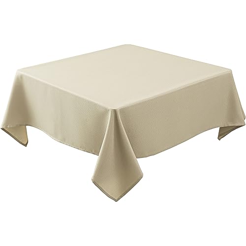Biscaynebay Textured Fabric Square Tablecloths 70 X 70 Inches, Natural Water Resistant Spill Proof Tablecloths for Dining, Kitchen, Wedding and Parties, Machine Washable