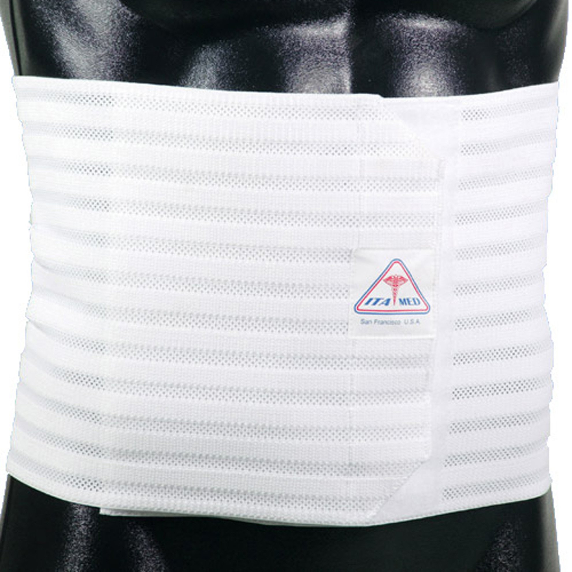 ITA-MED Men's Breathable Elastic Abdominal Binder for Post-Surgery Recovery & Umbilical Hernia Support, 9” Wide, Body-Shaping Effect, Made in USA, White (XXL)