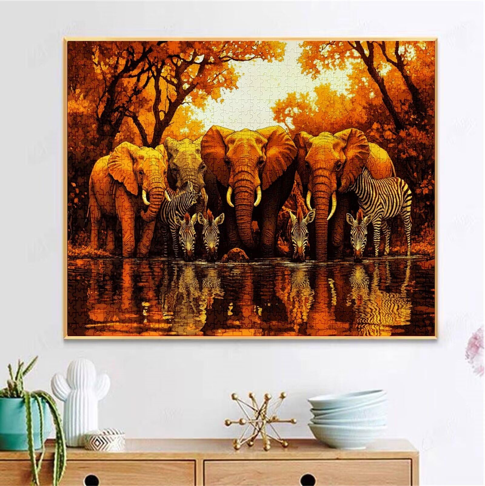 Puzzle 2000 Pezzi, 3 4 5 Anni Puzzle Africa 6 7 8 Anni Giochi Educativi Sostenibili Con Motivi Per Adulti Da Gioco in Legno Di Alta Qualità Jigsaw Elefante per Gioco Familiare, Regalo Natale H-7988