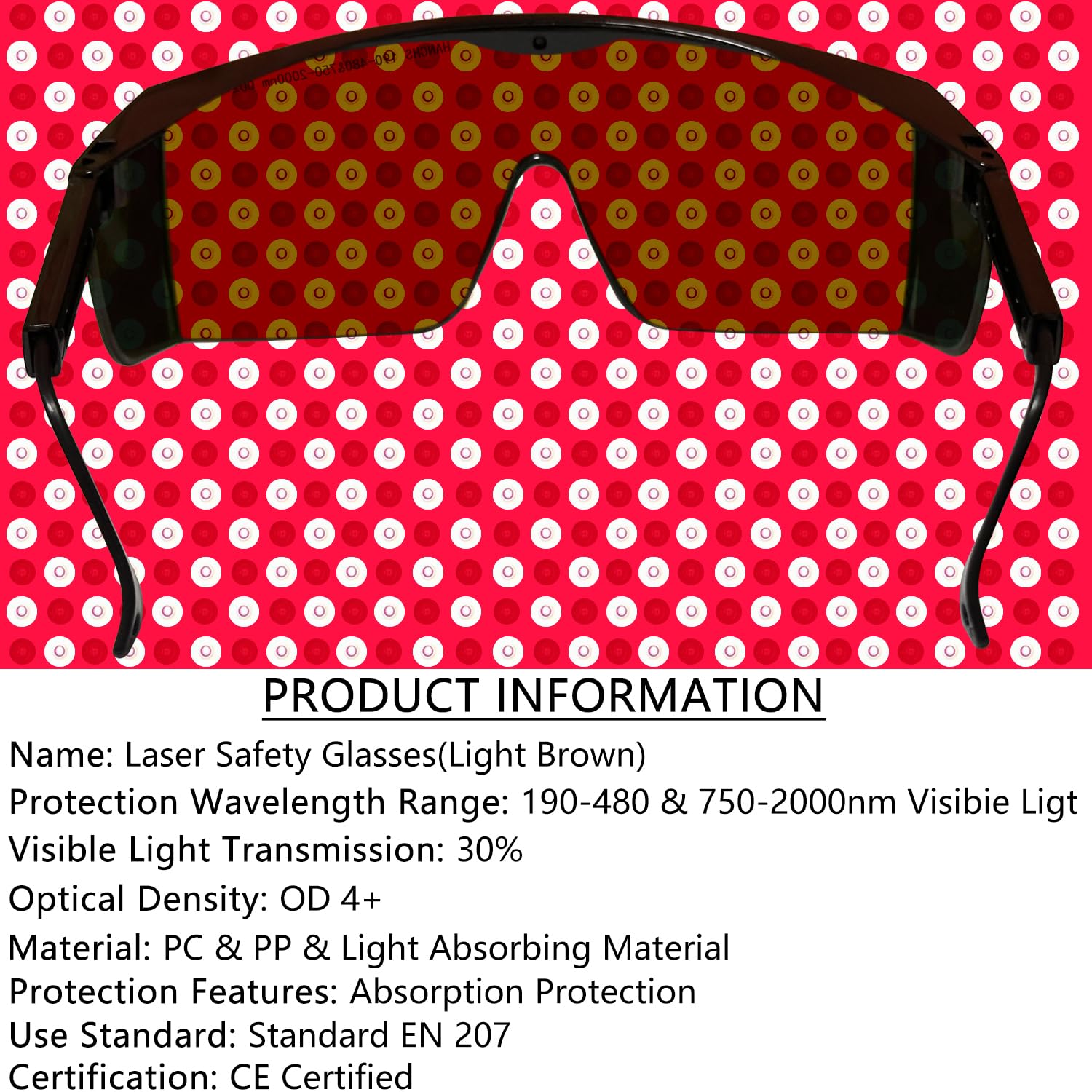IPL190-480nm &750-2000nm Gafas de seguridad láser de terapia de luz roja, gafas láser con bloqueo UV para tratamiento de depilación y cosmetología láser, protección ocular ajustable