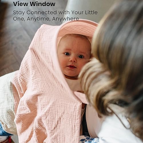 Miniatura 3 de Konssy Paquete de 2 cubiertas de muselina para lactancia materna con aro rígido, 100% algodón, ligero y transpirable, ajustable y cómodo