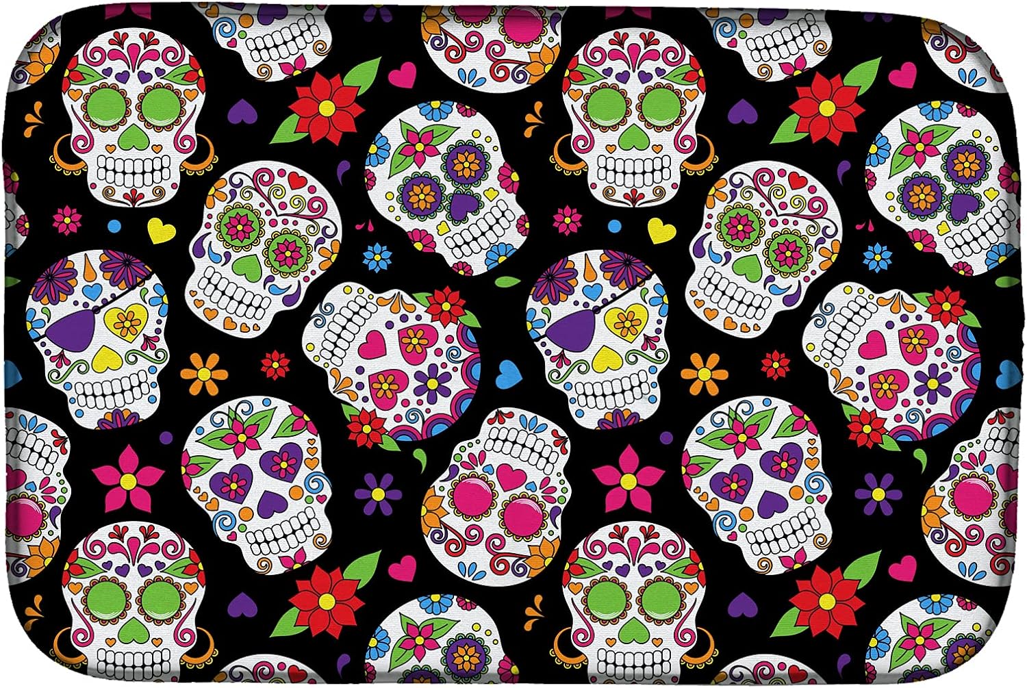 Caroline's Treasures BB5116DDM Day of the Dead Black Dish Drying Mat Absorbent Dish Drying Mat Pad for Kitchen Counter Dish Drainer Mat for Countertop, 14 x 21", Multicolor