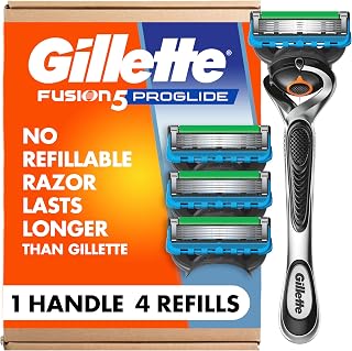 Gillette Fusion ProGlide Men's Razor with FlexBall Handle + 4 Blade Refills - Smoothest Close Shave