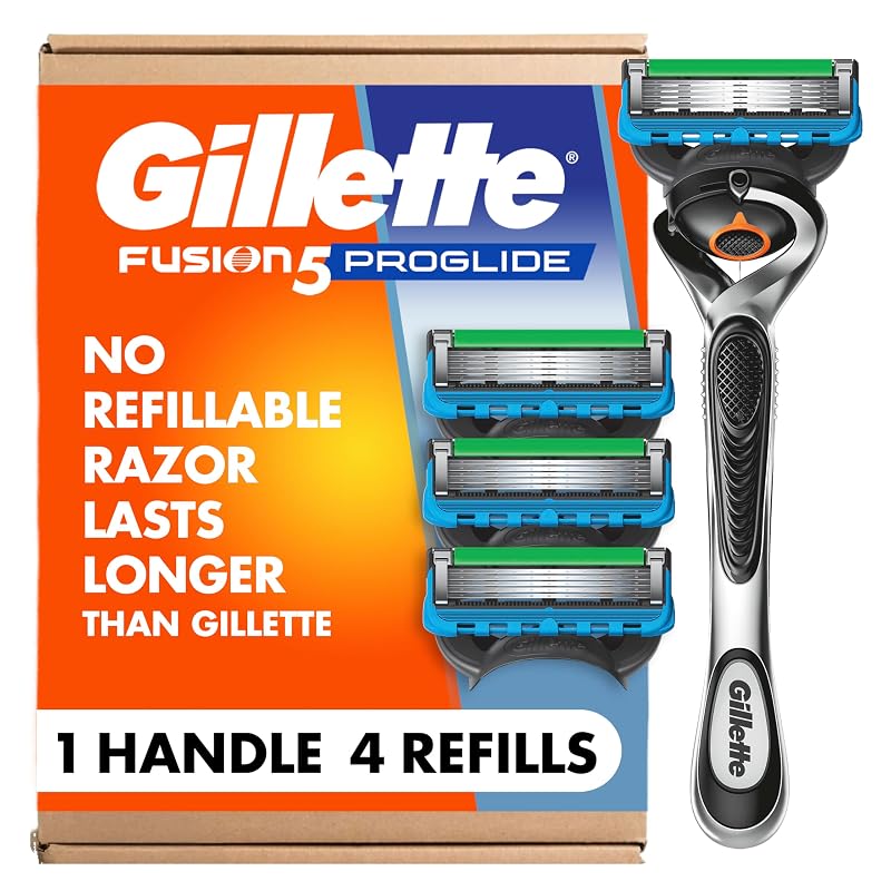 Gillette Fusion ProGlide Shaving Razor for Men, 1 Handle + 4 Blade Refills 1 Razor + 4 Refills