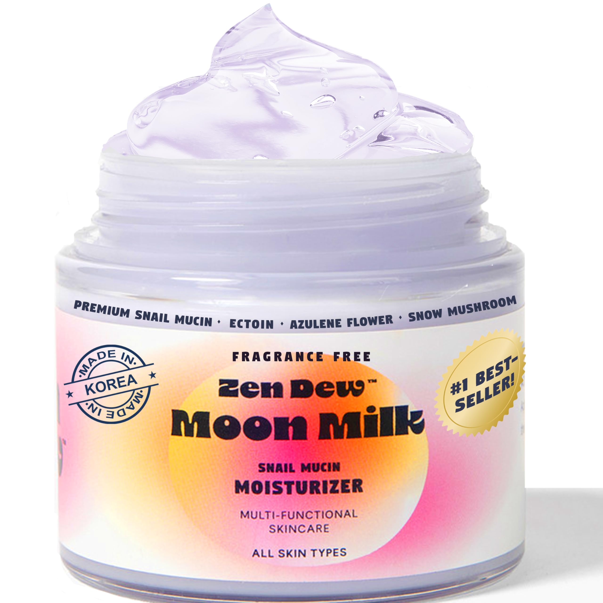 Moon Milk Snail Mucin Moisturizer Gel Cream (3.52 oz) Korean Snail Mucin Serum Cream that Replenishes Moisture & Leaves Skin Brighter, Plumper, Soothed & Smooth
