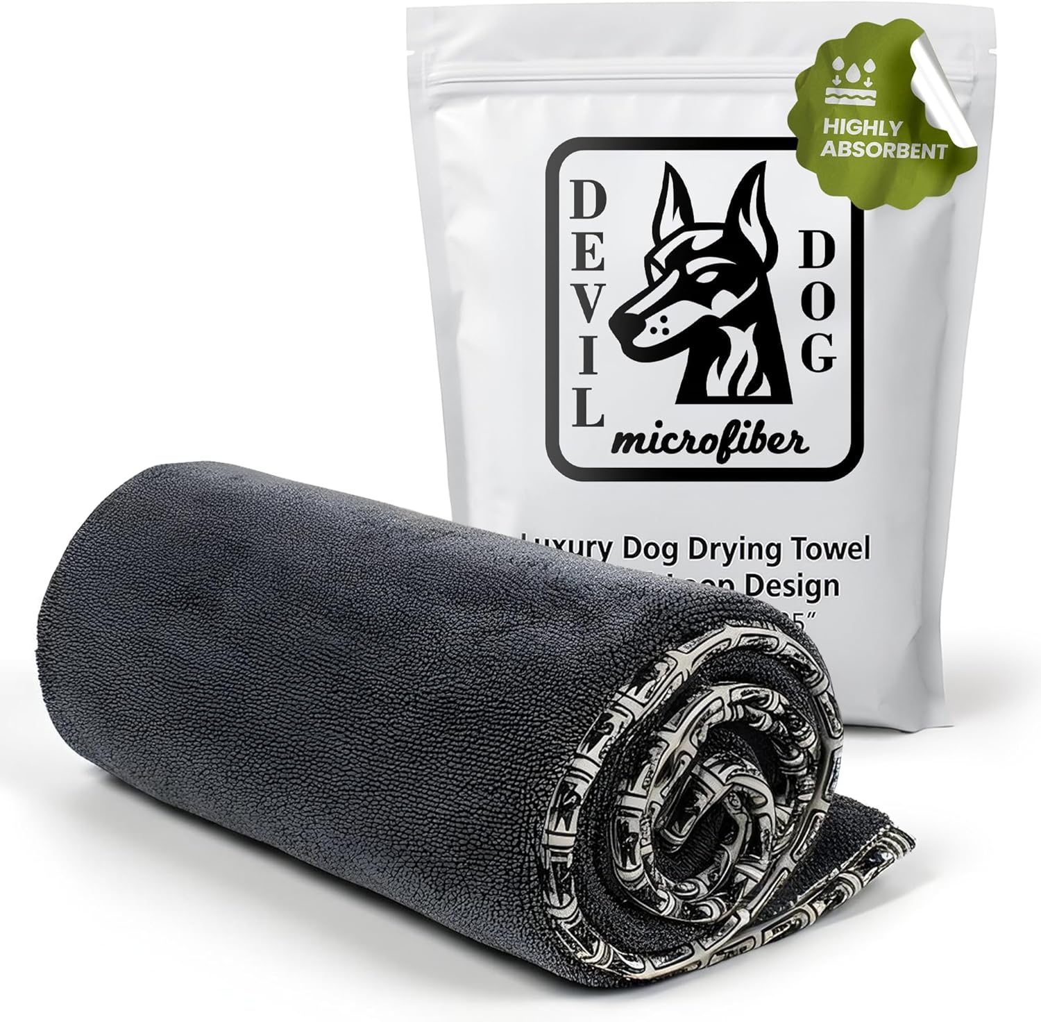 Premium Twisted Loop Drying Towels for Drying Dogs Large 24" x 35" Super Absorbent Microfiber Dog Bath Towel – Quick Dry, Soft – 1200 GSM Gray for Pets, Beach, Camping & Travel