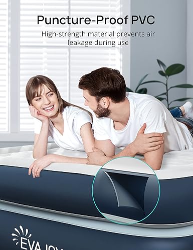 Vista 3 de Evajoy Colchón de aire de tamaño matrimonial con bomba integrada, colchón inflable de lujo doble alto de 18 pulgadas, cama fácil de inflar/ajustar