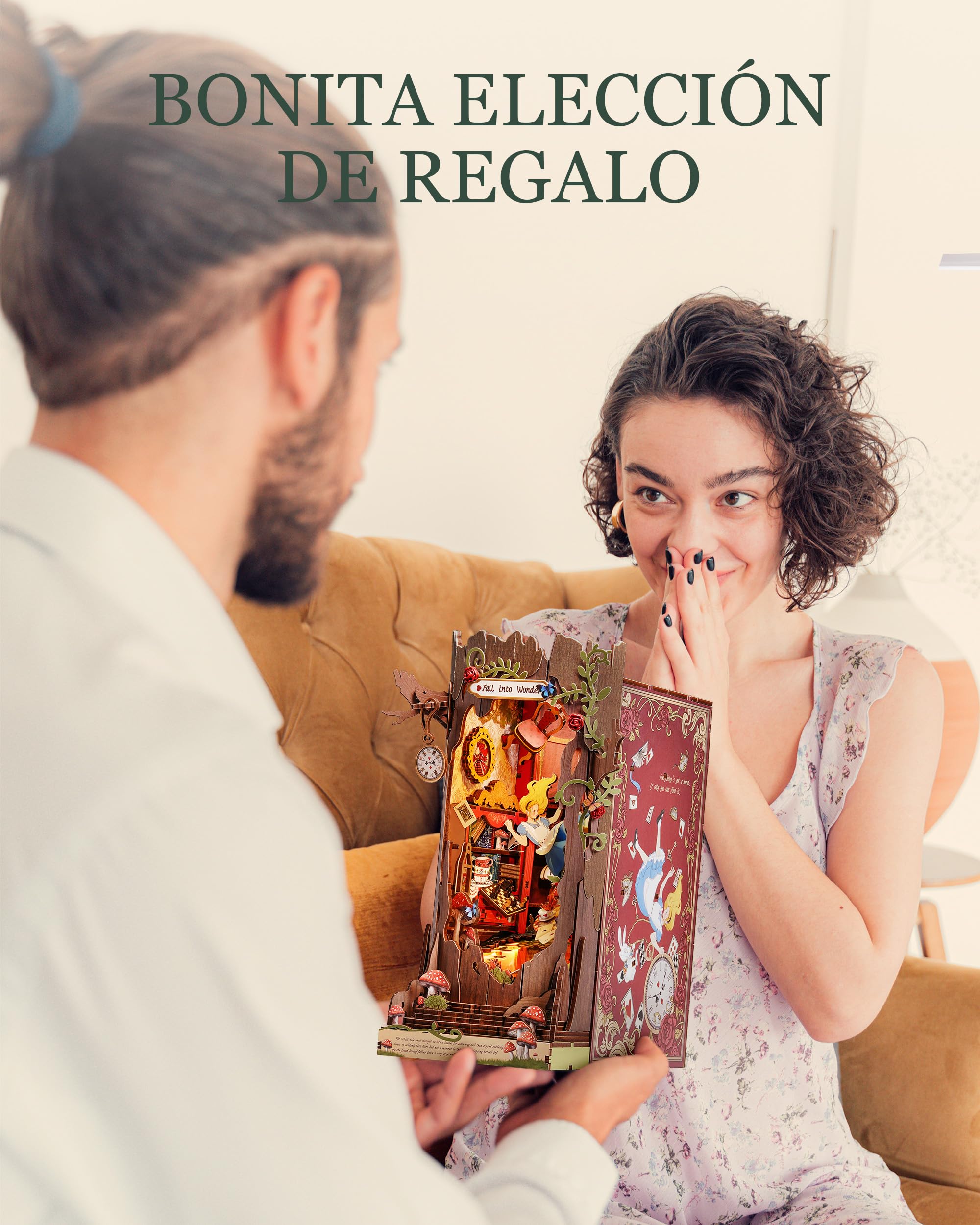Rolife Book Nook Kit Casas Miniaturas para Montar Fall into Wonder Puzzle Madera 3D Adultos con Luces Decoracion Hogar Libro Maquetas para Construir Adultos Regalo para Profesora Madre Niños