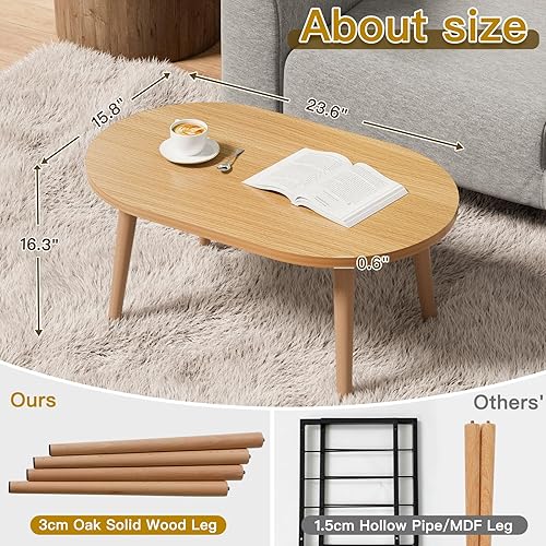 Miniatura 2 de Mesa de centro pequeña para espacio pequeño, mesa baja con patas de madera maciza, mesa de pie para sentarse en el suelo, mesa de centro japonesa