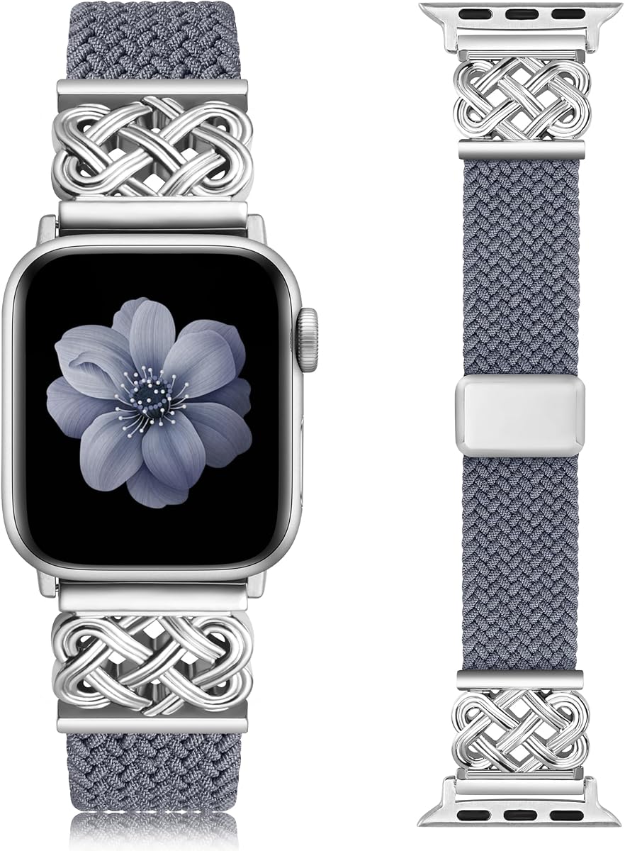 TOYOUTHS Correa magnética trenzada compatible con correas de Apple Watch 38/40/41/42/44/45/46/49 mm, correa elástica de metal celta elegante para iWatch Series 11 10 9 8 7 6 5 4 SE/Ultra 3 2 1