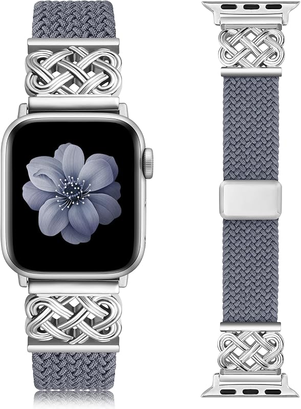 TOYOUTHS Correa magnética trenzada compatible con correas de Apple Watch 38/40/41/42/44/45/46/49 mm, correa elástica de metal celta elegante para iWatch Series 11 10 9 8 7 6 5 4 SE/Ultra 3 2 1