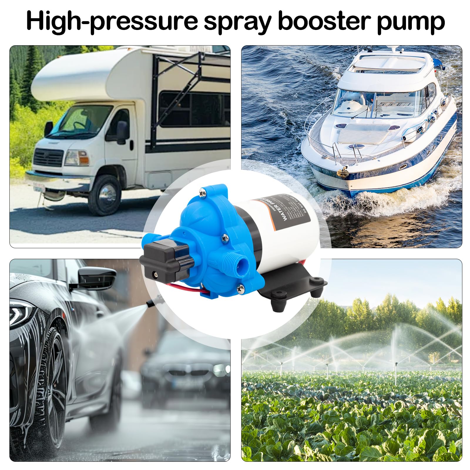 Bomba Agua, Bomba de Diafragma Autocebante de Alta Presión DC 12V 3,1 bar 45 PSI Diafragma de Alta Presión Bomba de Limpieza con Filtro para Vehículos RV y Autocaravana Botes