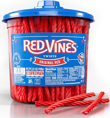 Red Vines Licorice Candy Original Red Flavor Soft Chewy Candy Twists, Red Licori