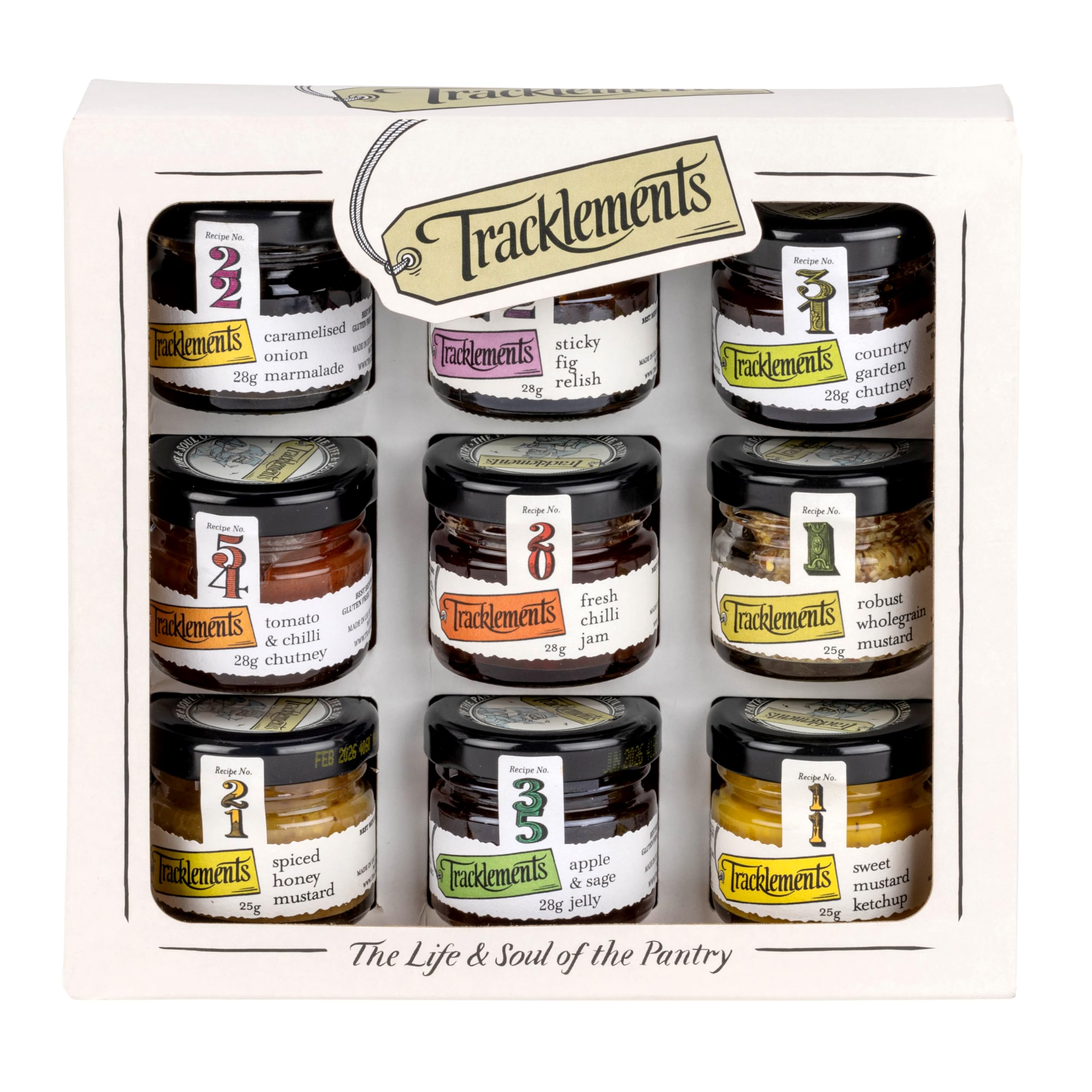 Tracklements 9 Mini Jar Gift Pack | Best-Sellers Gift for Christmas, Birthday's, 'Thank you's' or Teacher Gift| Vegetarian Friendly | 9 x 25g Mini Jar's