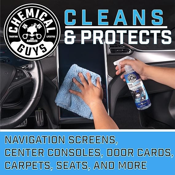 Chemical Guys Total Interior Cleaner & Protectant Interior Cleaner, Cleans & Protects Leather, Vinyl, Plastic, Rubber, Glass with a Streak-Free Finish Cars, Trucks, SUVs, RVs, 16 oz