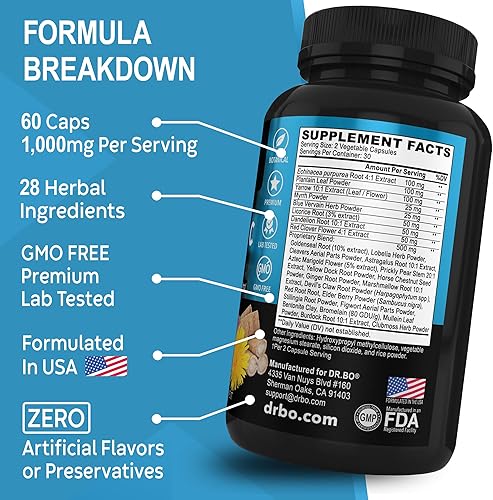 Miniatura 8 de Suplementos de drenaje linfático Píldoras - Apoyo linfático Productos de limpieza a base de hierbas totales Equinácea, jengibre, diente de león,