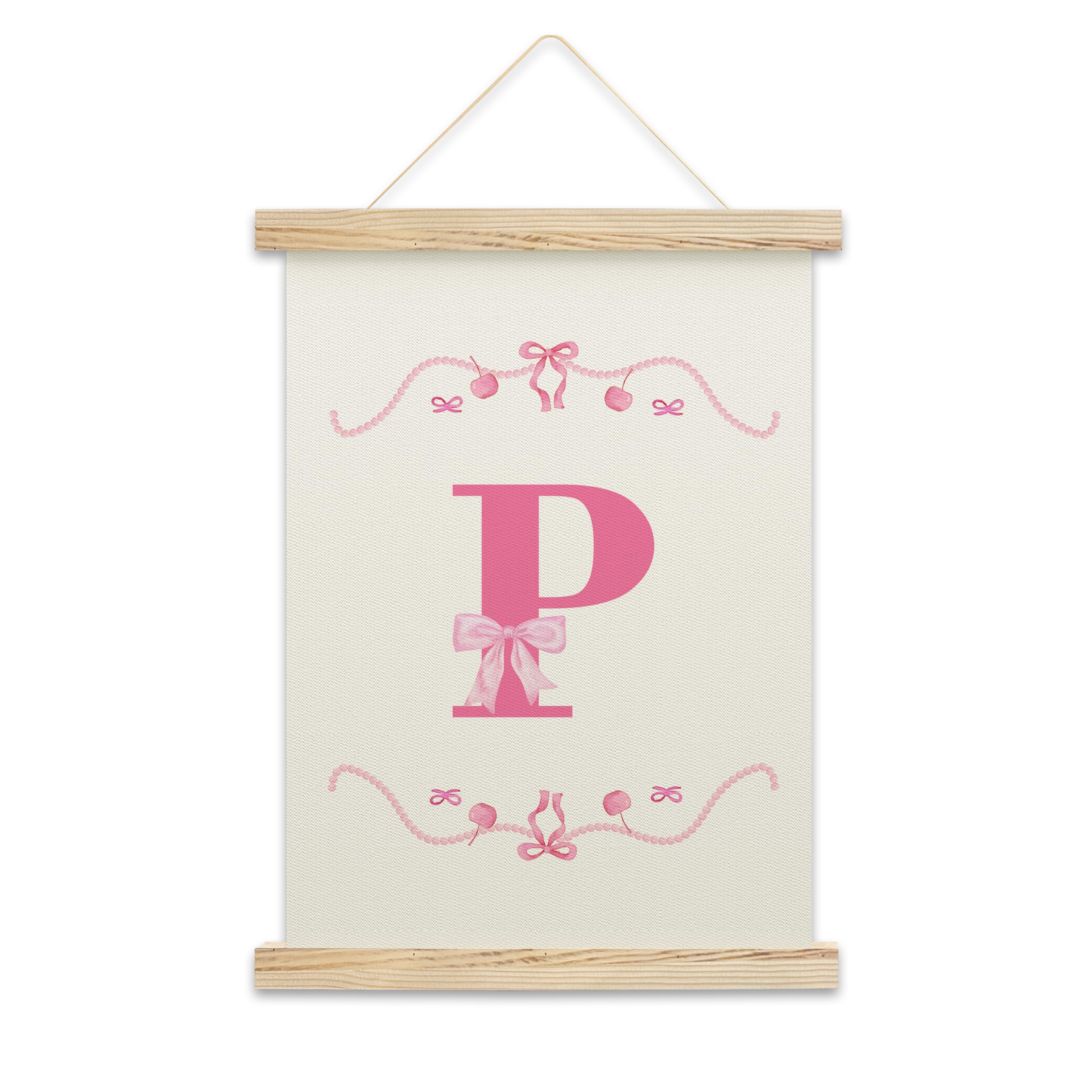 Huastatewolf Pink Bow Initial Poster Hanger Frame, Cute P Monogram Letters Themed Wall Decorations For Bedroom College Dorm, Supplies Gifts For Girls