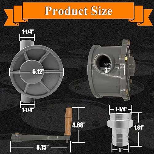 Miniatura 3 de Bomba de transferencia de gas diésel manual de 30 galones, 35 galones, 40 galones, tubo de entrada de 1-14 pulgadas, tubo de salida de 1-14 pulgadas