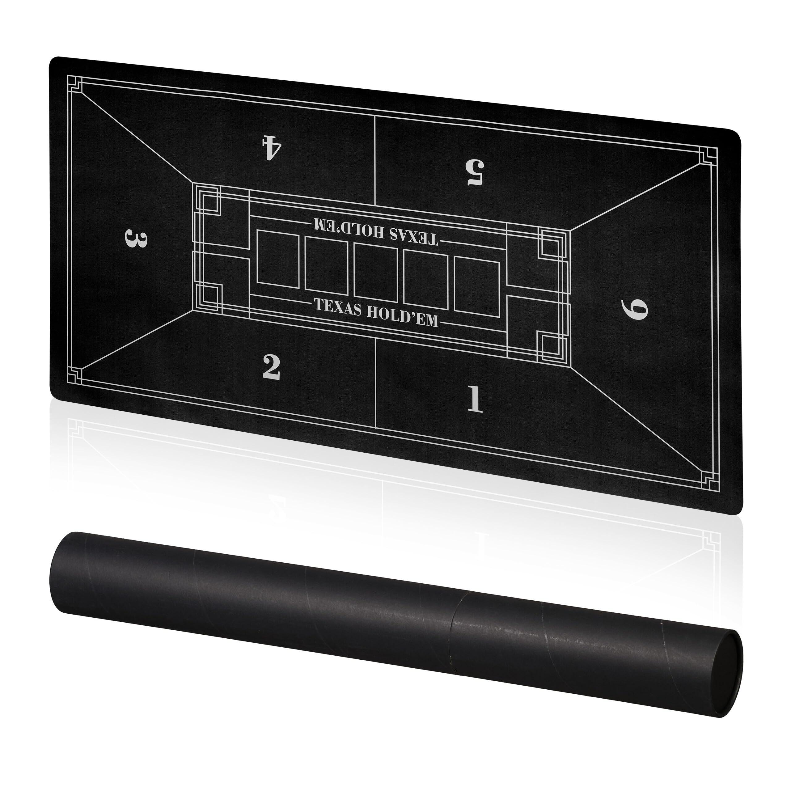 Relaxdays Tapis de Poker ou Texas Hold'em, Dessous antidérapant, Emballage Pratique, 6 Joueurs, 120 x 60 cm, Noir