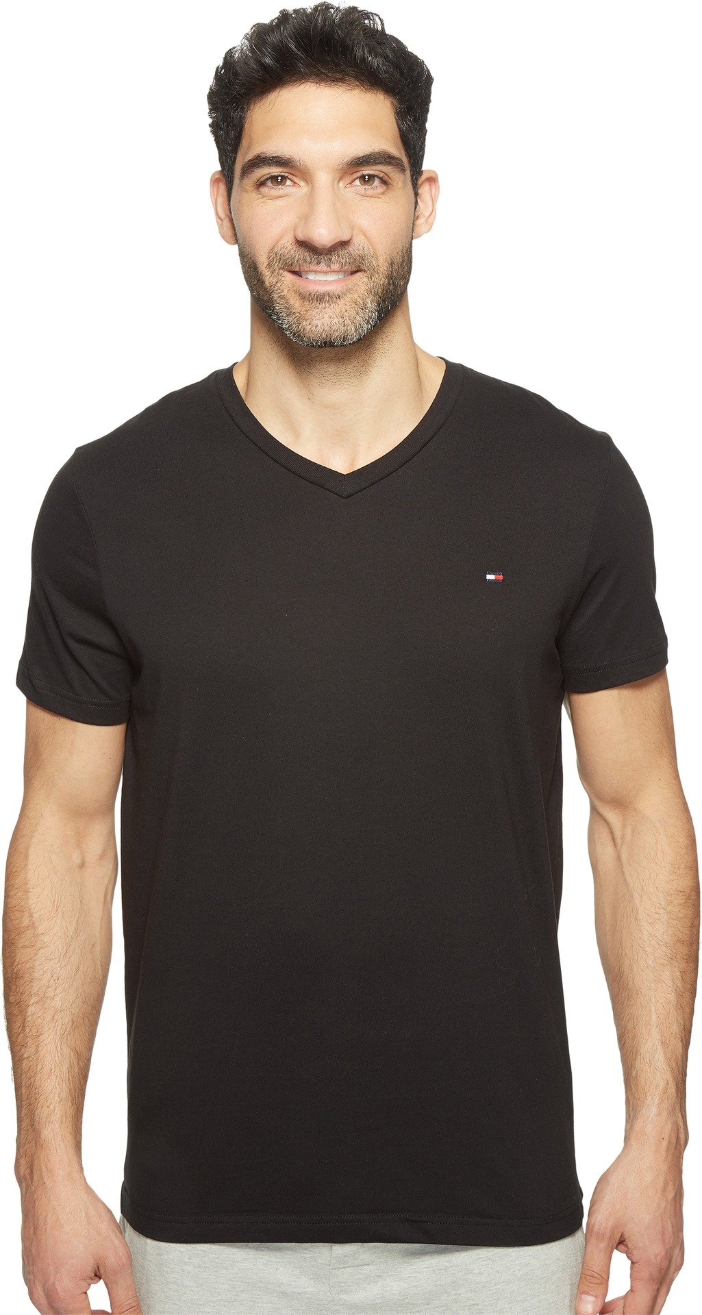 

                                                    Tommy Hilfiger Men's Core Flag V-Neck Tee, Black, 