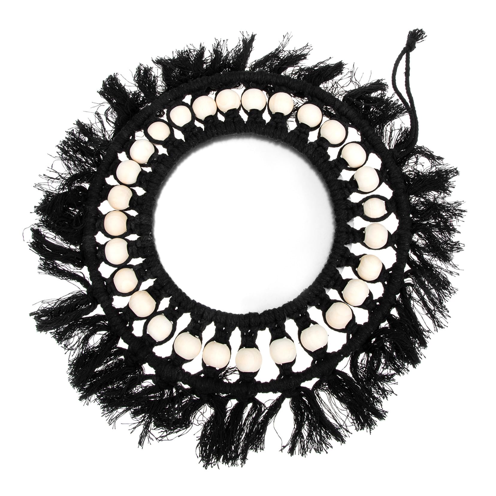 Miroir macramé noir BESPORTBLE pour habiller un mur vide et agrandir la pièce