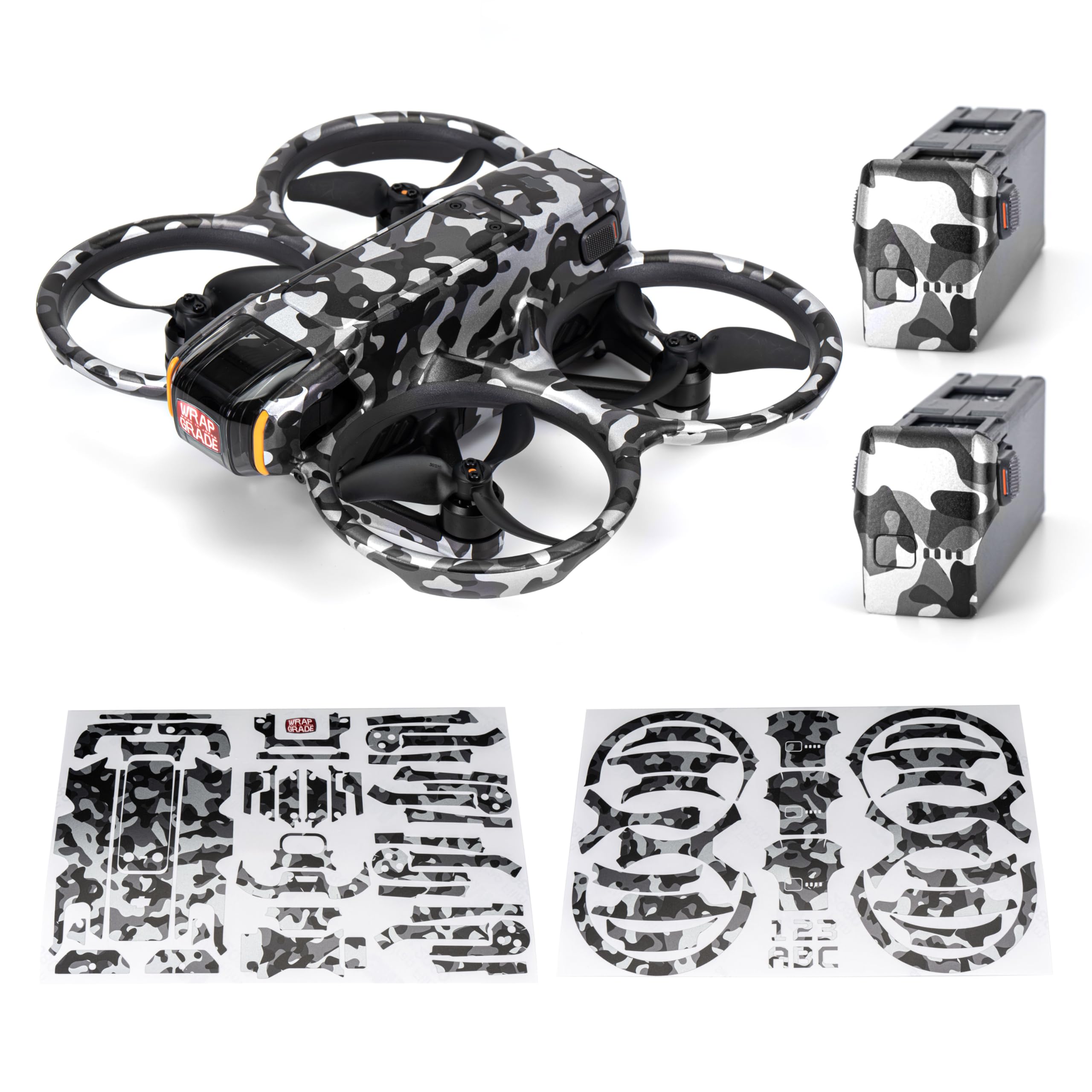 WRAPGRADE Skin Stickers Compatible with DJI Avata 2 (Grayish CAMO)